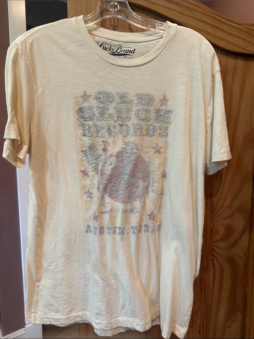 Lucky Brand Cream Graphic T‑Shirt with Navy Print